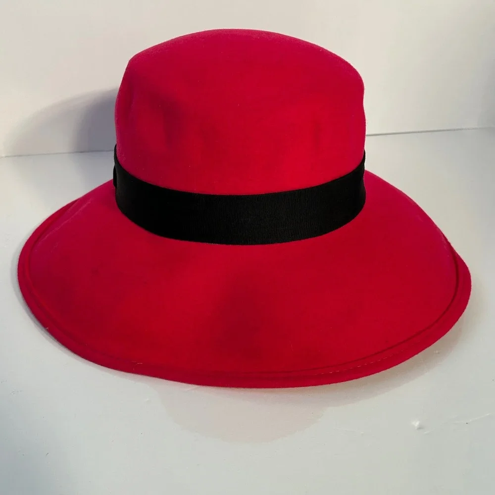 Bollman‎ Hat Company Hot Pink 100% Wool Felt Fedora Hat Wide Brim